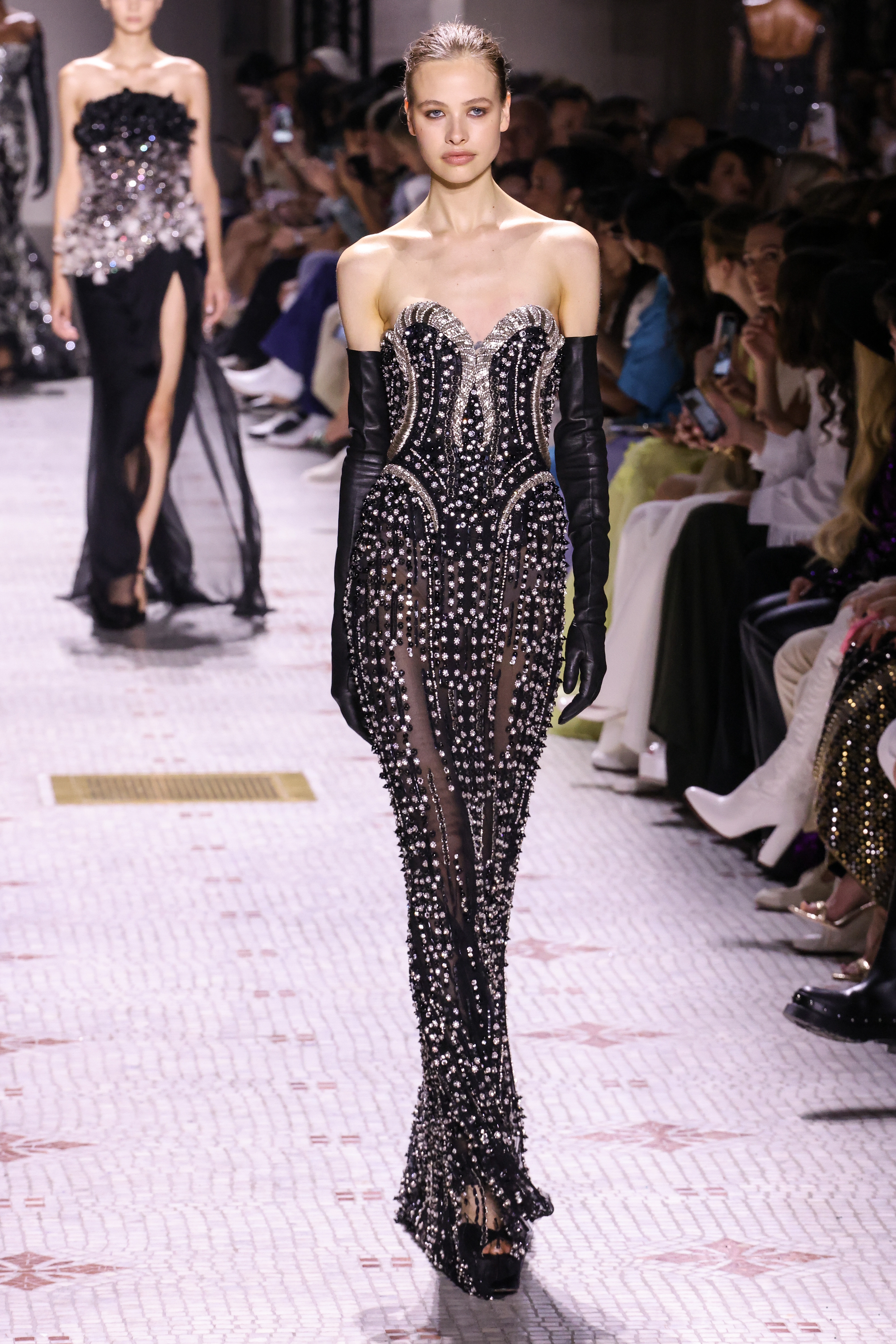 A model walks the runway during the Elie Saab Haute Couture Fall/Winter 2024-2025 show as part of Paris Fashion Week on June 26, 2024 in Paris, France.