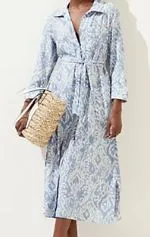 Linen Blend Printed Midi Shirt Dress | $57/£45 | M&amp;S&nbsp;