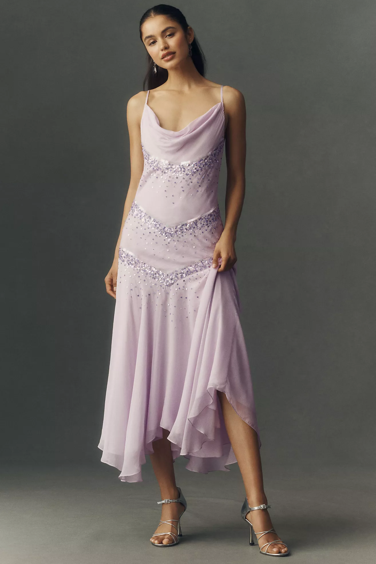 Bhldn Chiffon Sequin Midi Dress
