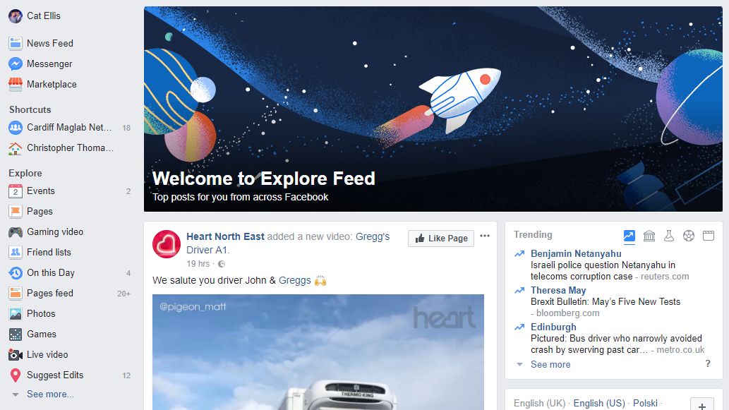 Facebook Explore Feed