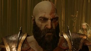 Kratos (TC Carson) staring into the distance in God of War