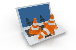 Traffic cones on laptop