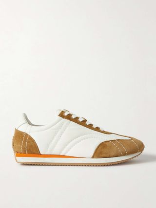 The Sport Leather-Trimmed Suede and Twill Sneakers