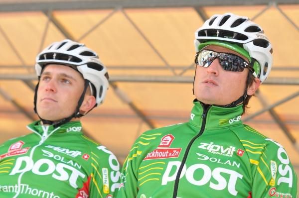 An Post - Sean Kelly riders on the sign-in stage.