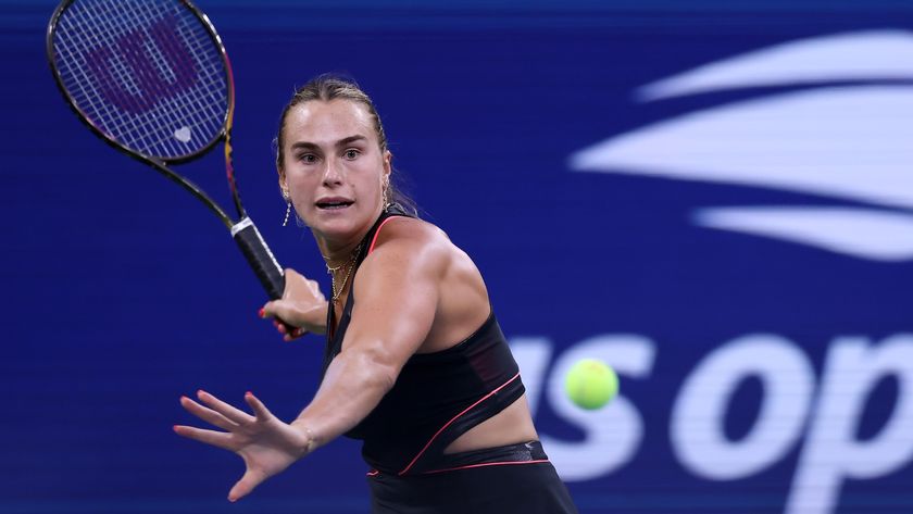 Aryna Sabalenka returns a shot against Leylah Fernandez of Canada during their Women&#039;s Singles Third Round match on Day Six of the 2025 US Open at USTA Billie Jean King National Tennis Center on August 29, 2025 in the Flushing neighborhood of the Queens borough of New York City.