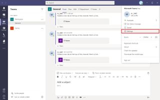 Microsoft Teams Settings Option