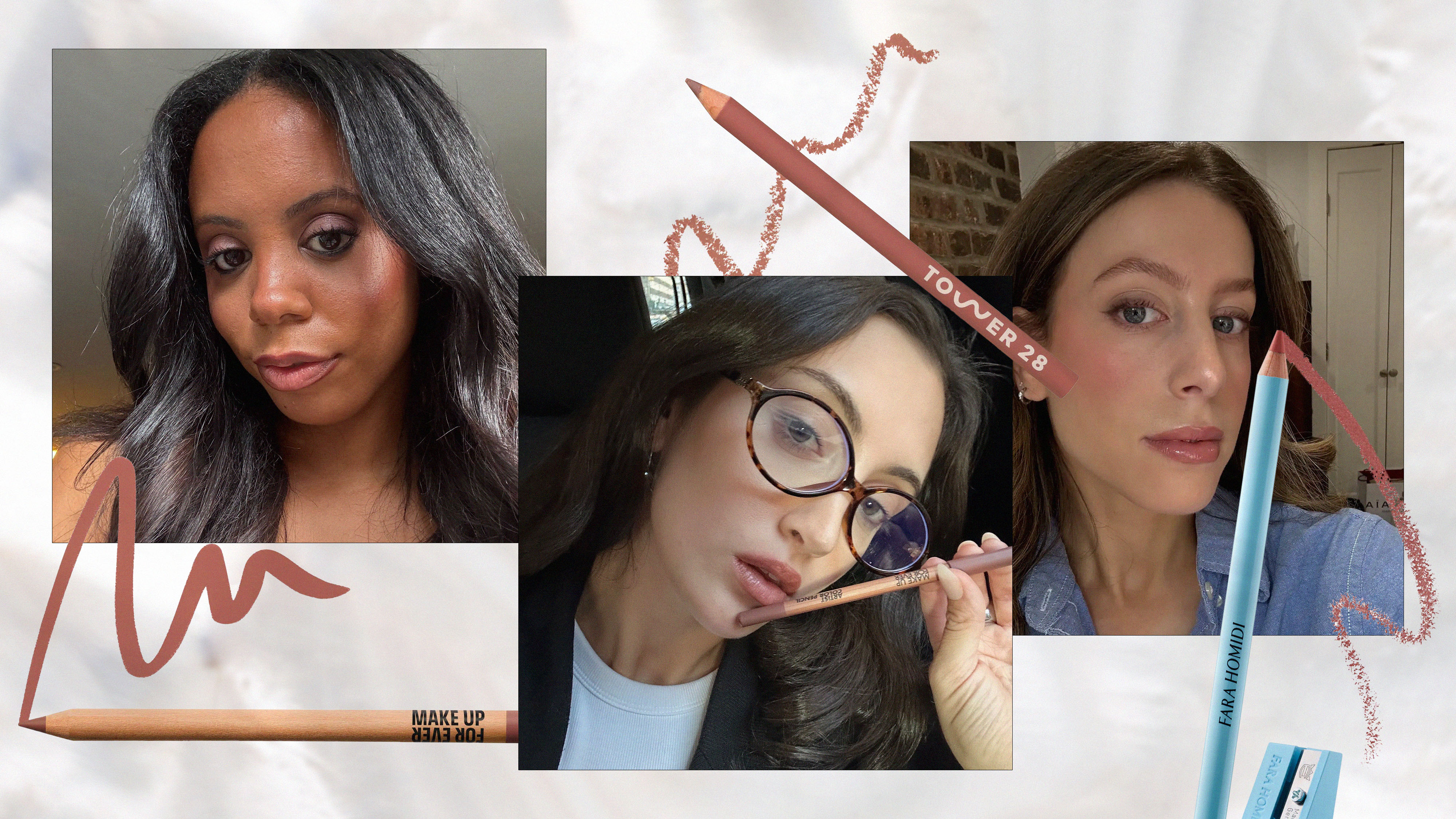 Images of WWW editors wearing nude lip liners.