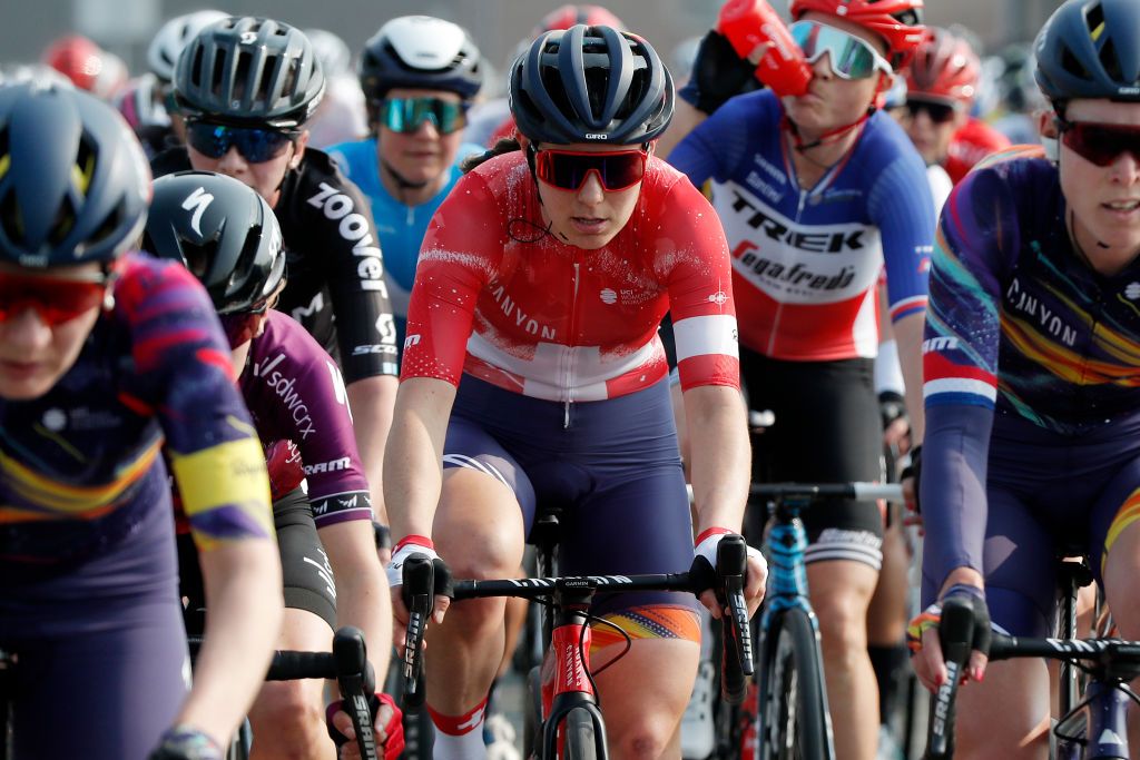 MUR DE HUY BELGIUM APRIL 21 Elise Chabbey of Switzerland and Team Canyon SRAM Racing during the 24th La Fleche Wallonne 2021 Women Elite a 1302km race from Huy to Mur de Huy 204m FlecheWallonne FWwomen UCIWWT on April 21 2021 in Mur de Huy Belgium Photo by Bas CzerwinskiGetty Images