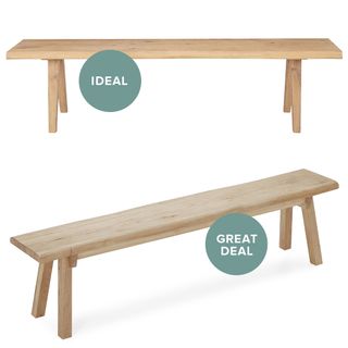 solid oak wooden bench with white background
