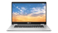 Asus C523 Chromebook shown face-on on white background
