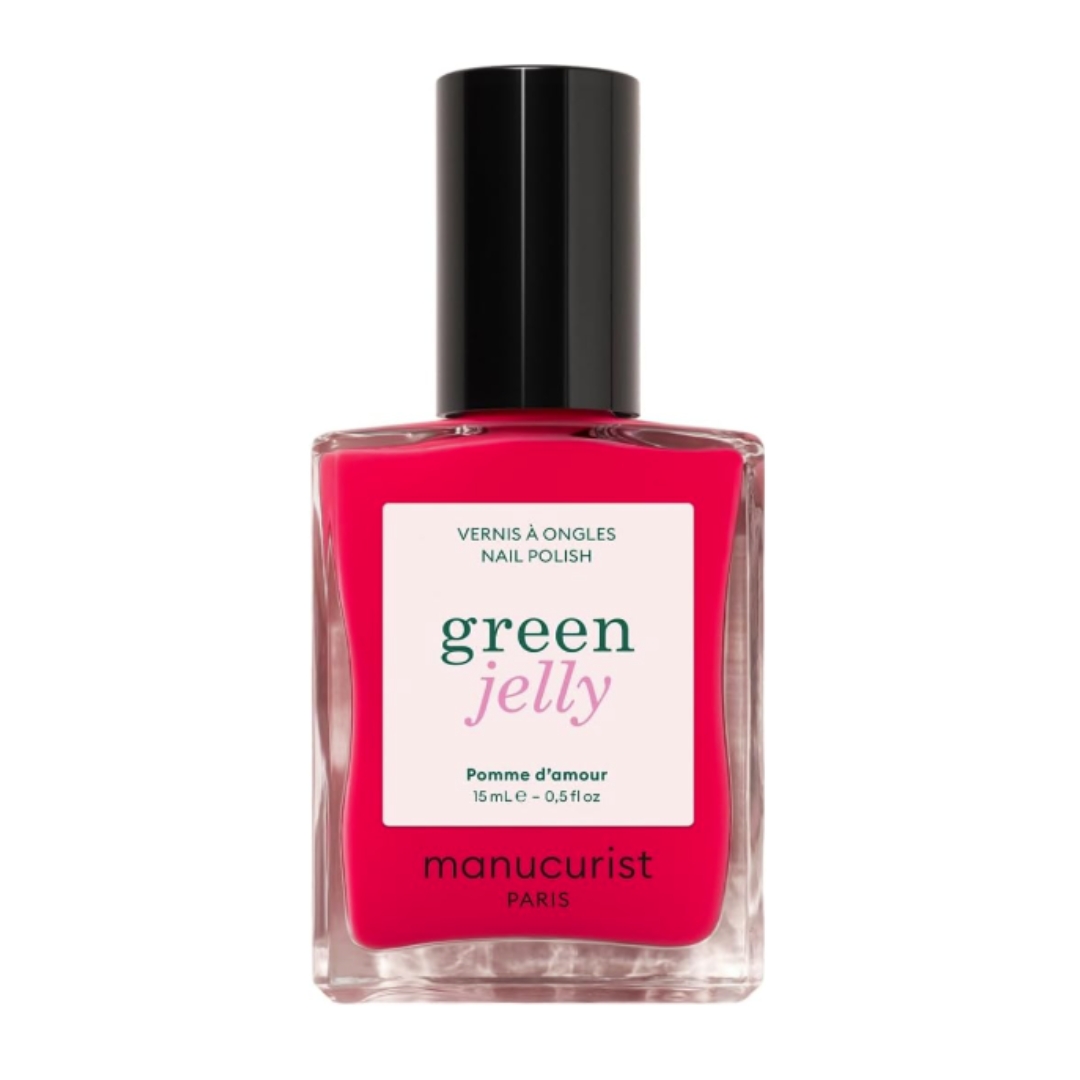 A product shot of the Manucurist - Pomme d&amp;rsquo;Amour Green&amp;trade; Jelly Nail Polish, on a white background