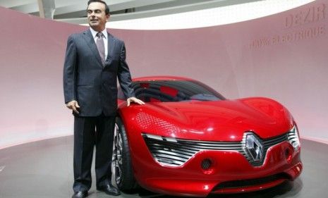 Renault CEO presents the company&amp;#039;s electric car at the Paris Motor Show last year: The French auto maker fired executives who may have sold information about the company&amp;#039;s electric car progra