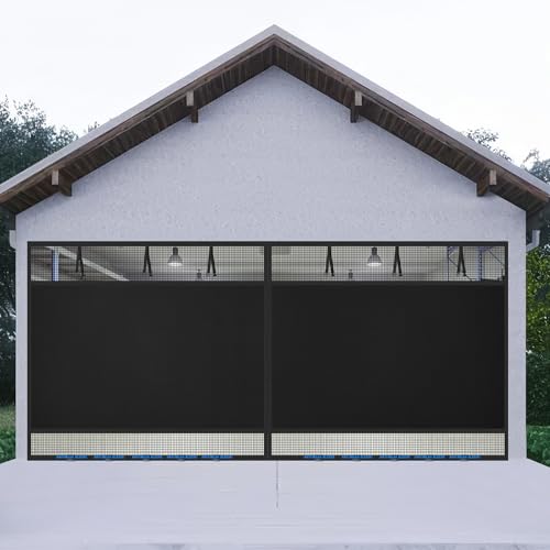 Privacy Garage Door Screen Blackout for 2 Car Garage-16x7ft Magnetic Garage Screen, 9.6lb Heavy Duty Thicker 265g/&amp;#13217; Mesh, Hands Free, Magnetic Privacy Garage Screen Door(black, 16 * 7ft)