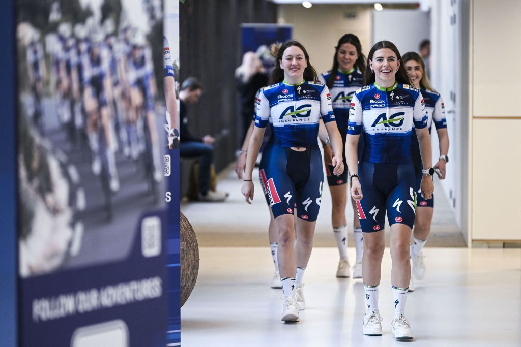 AG Insurance Soudal QuickStep Febe Jooris pictured during the presentation of the 2023 roster of the AG Insurance Soudal QuickStep womens cycling team Thursday 23 February 2023 in Brussels BELGA PHOTO TOM GOYVAERTS Photo by Tom Goyvaerts BELGA MAG Belga via AFP Photo by TOM GOYVAERTSBELGA MAGAFP via Getty Images