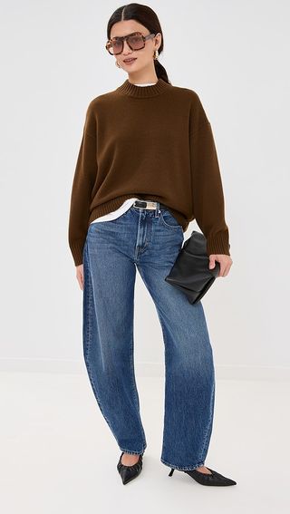 Frame Oversized Cashmere Crew Pullover