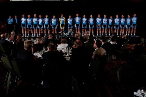 The 2012 UnitedHealthcare Pro Cycling Team being presented in Palm Springs.