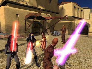 Knights of the Old Republic - Xbox - 2003. Jedi characters could specialize in a single lightsaber, the double-bladed variant, or dual-wielding.