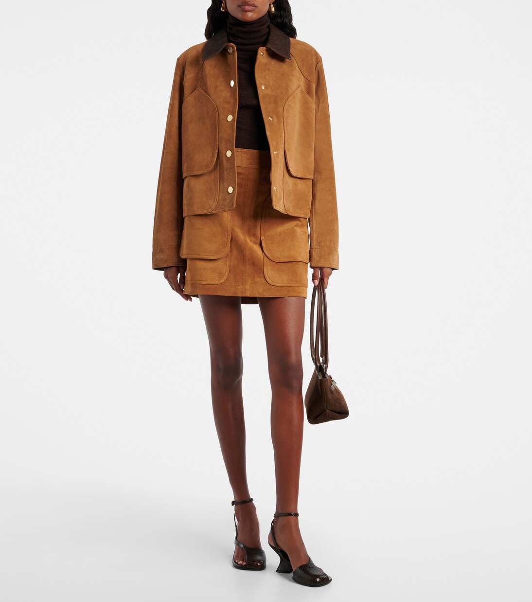 Norwood Suede Miniskirt in Brown - Veronica Beard