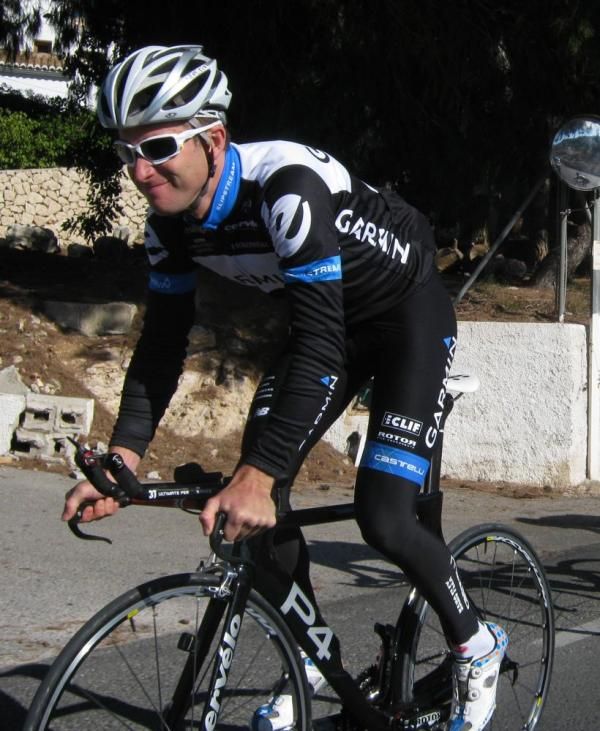 Christian Vande Velde tests his new Cervelo time trial bike