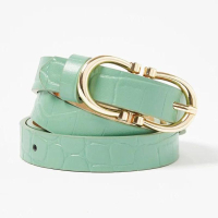 Double Buckle Teal Green Leather Jeans Belt | £15 ($18.70) Oliver Bonas