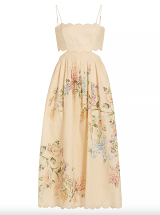 Zimmermann Halliday Floral Scallop Midi-Dress