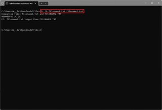 fc compare two files in binary mode