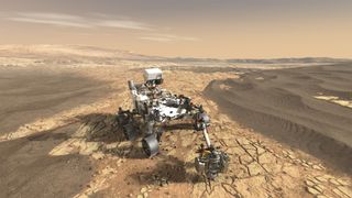 Artist's illustration of NASA's 2020 Mars rover on the Red Planet.