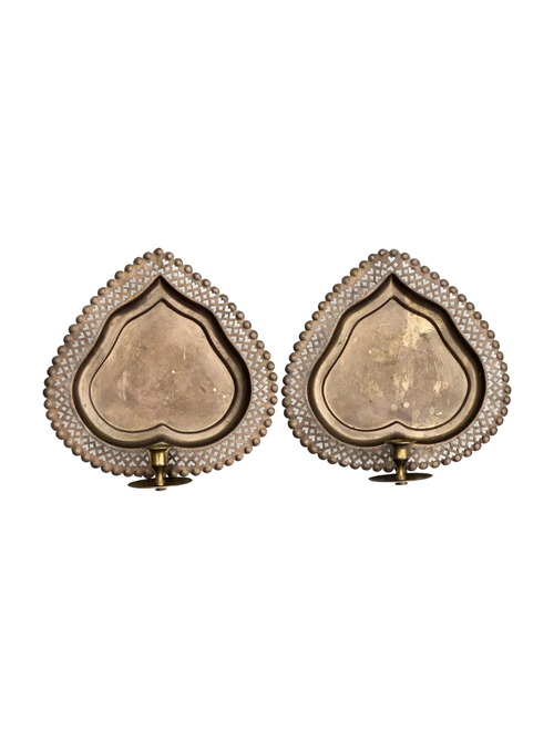 Openwork Design Brass Candle Sconces, Set of 2