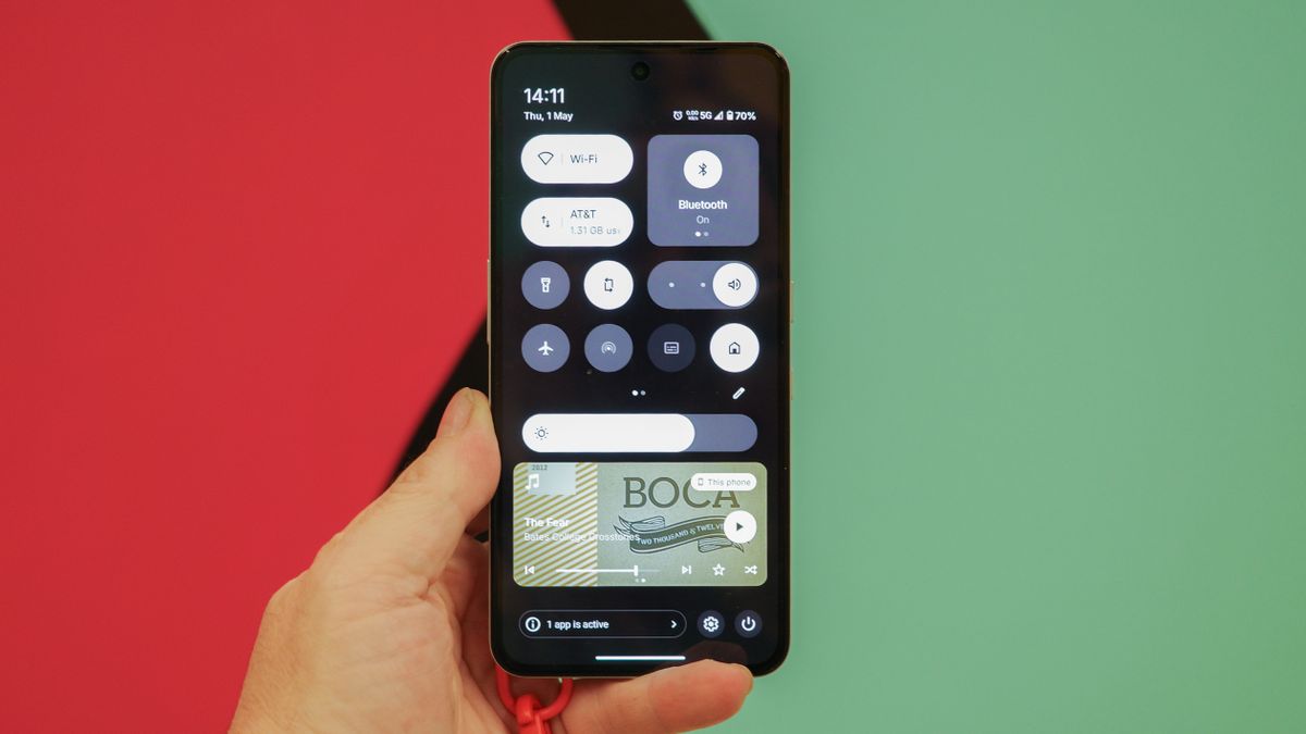CMF Phone 2 Pro in light green showing back with exposed screws and cameras