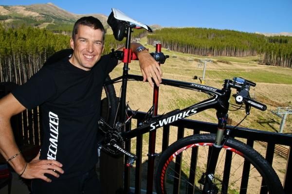 Christoph Sauser poses with his Leadville bike just days before the race.