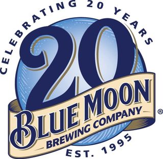 The logo for Blue Moon Brewing Company's 20th anniversary celebrations.