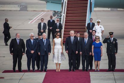 President Trump and the gang departing Israel.