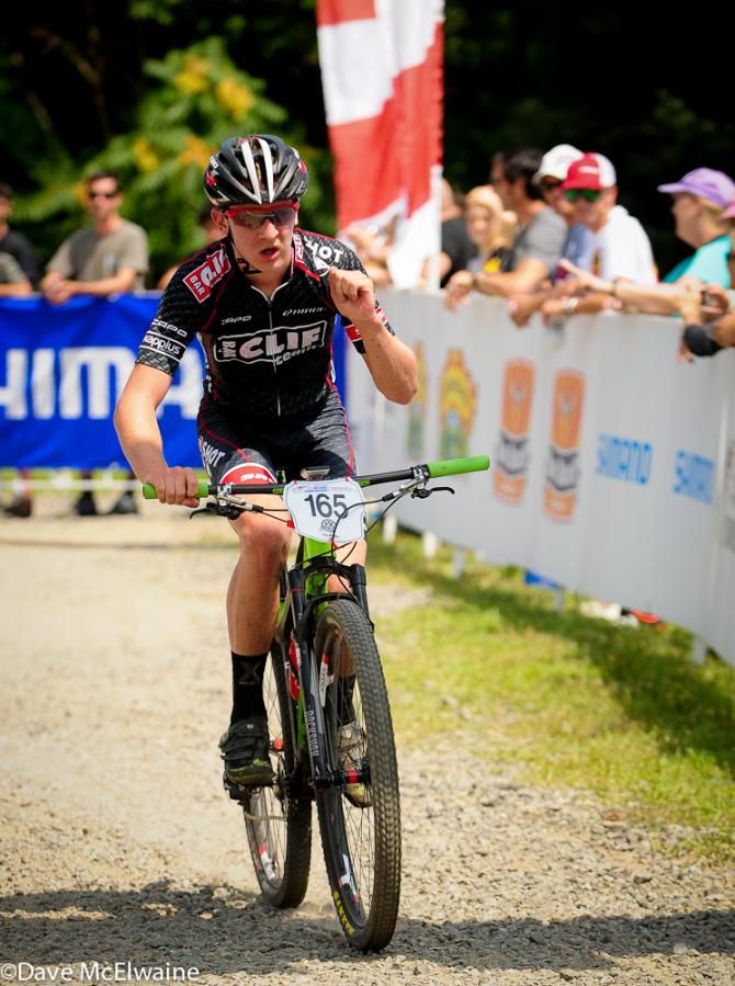 Garrett Gercher (Cliff Bar) finishing second in the 17-18 race