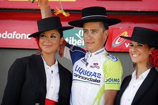 Stage winner Peter Sagan (Liquigas-Cannondale) on the podium