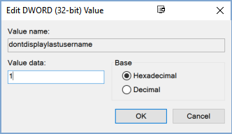regedit username value