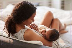 Breastfeeding tips illustrated by mum breastfeeding baby