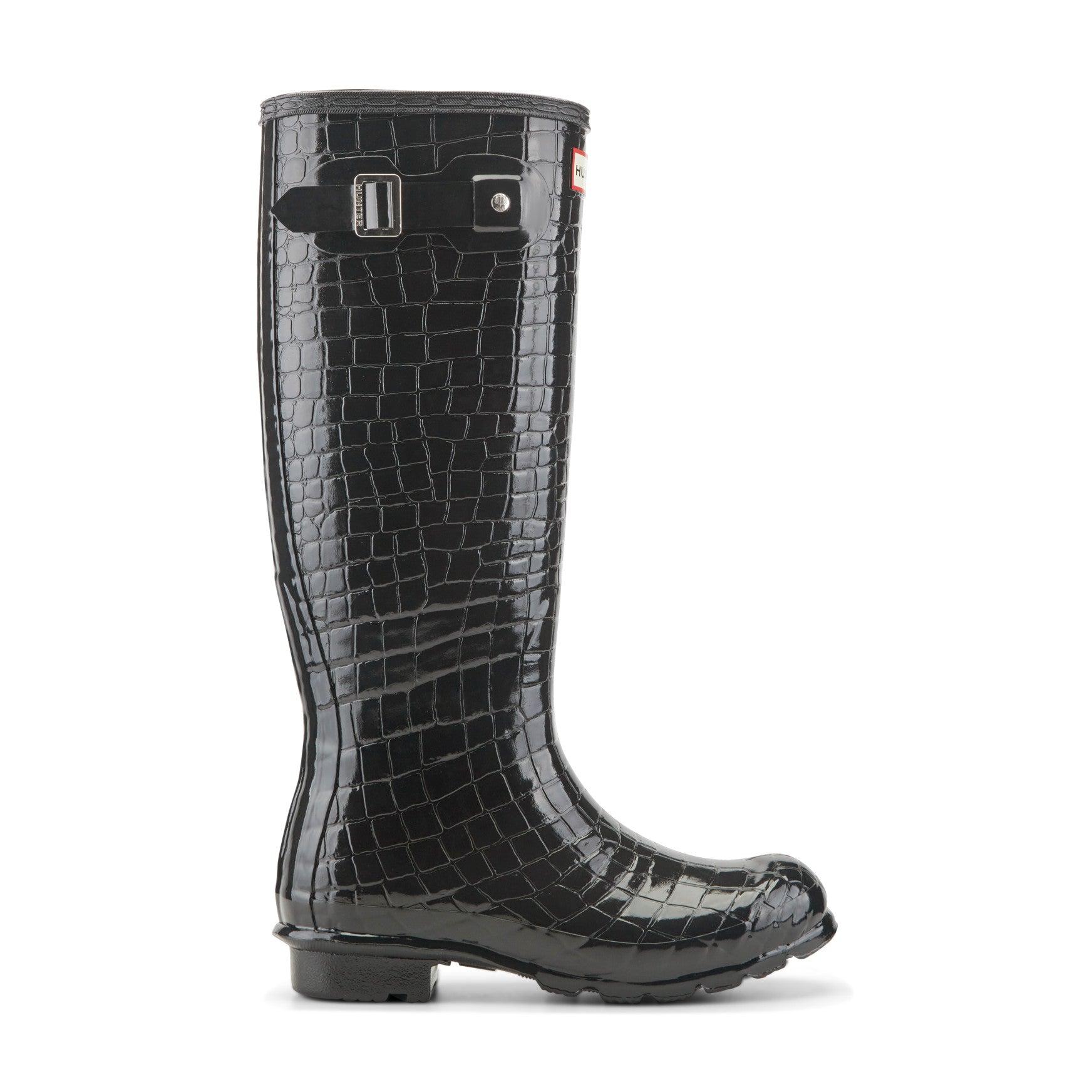 Women's Original Tall Gloss Rain Boots - 5 / Black Croco