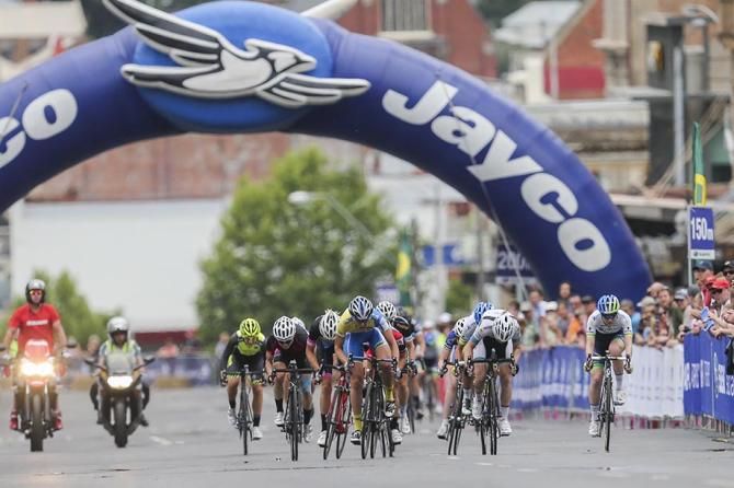 The Women Sprint for the line