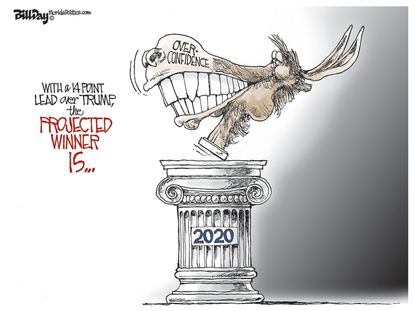Political Cartoon U.S. democrat overconfidence 2020