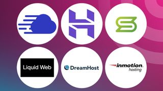 An image of hosting company logos on a TechRadar background
