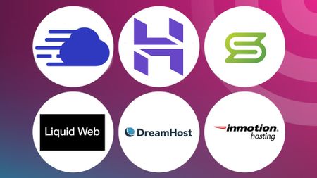 An image of hosting company logos on a TechRadar background