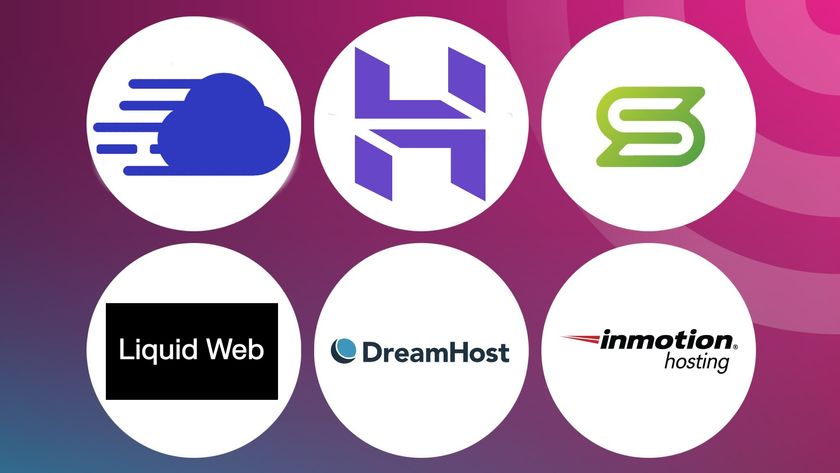 An image of hosting company logos on a TechRadar background