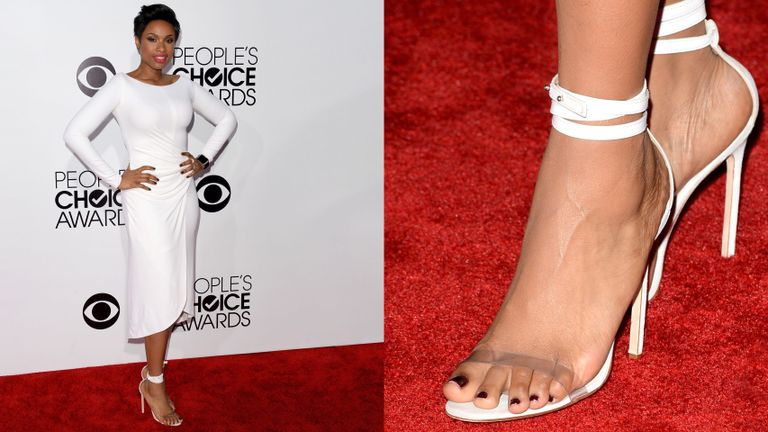 Jennifer Hudson wearing white high heels