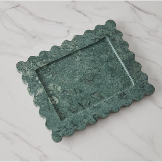 green marble trinket tray with scallop rim