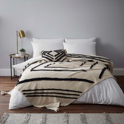 Dunelm Elias Natural 100% Cotton Bed Throw