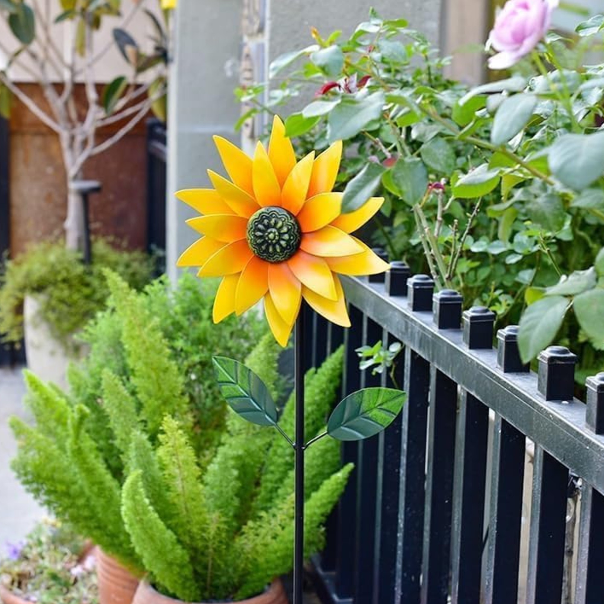 Sunflower Metal Wind Spinner with Stake