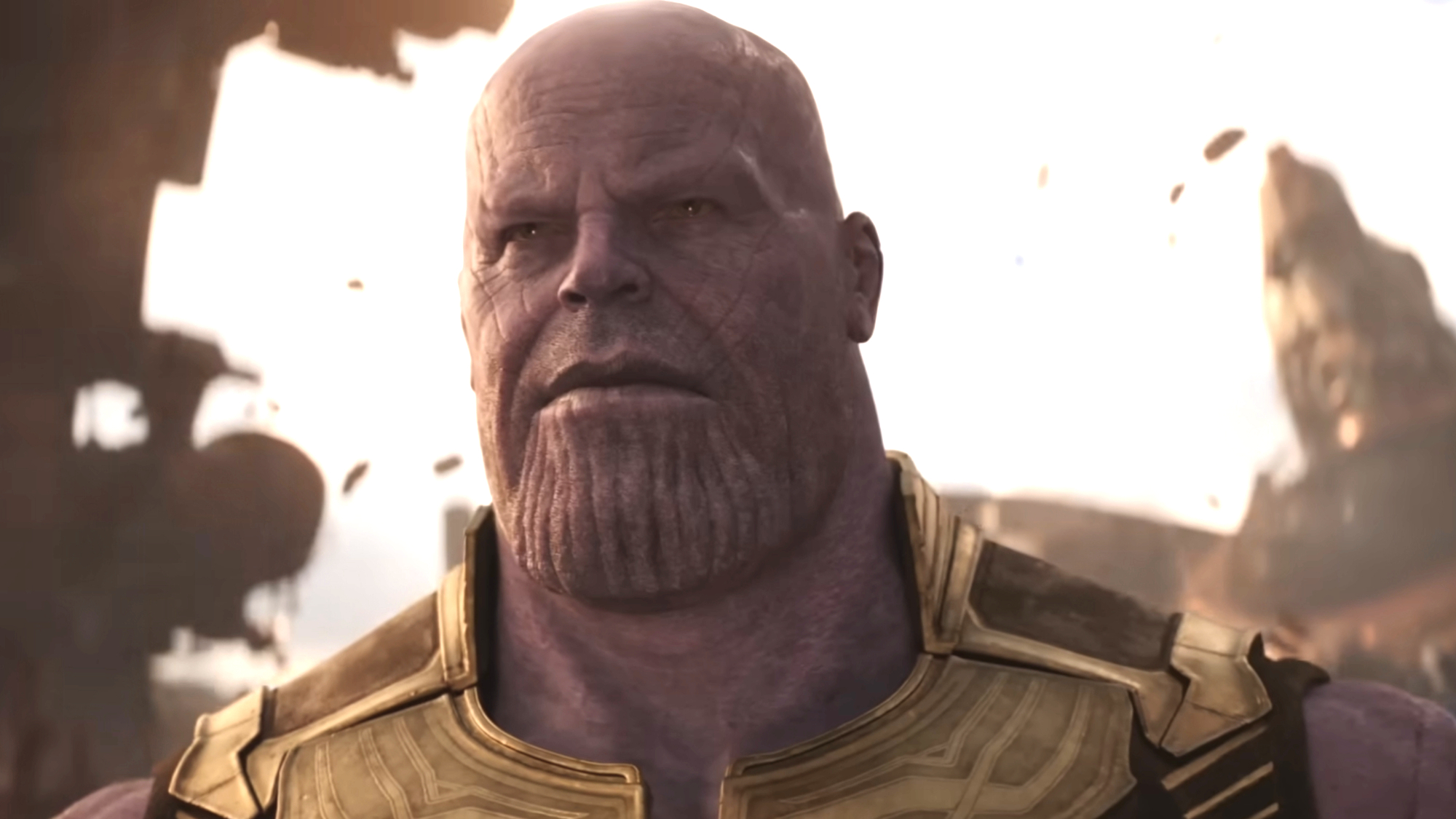 Thanos (Josh Brolin) arrives on Titan in Avengers: Infinity War.