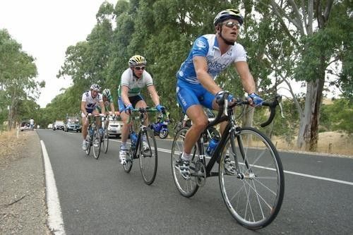 David McKenzie (United Water) leads the breakaway up Smith Hill