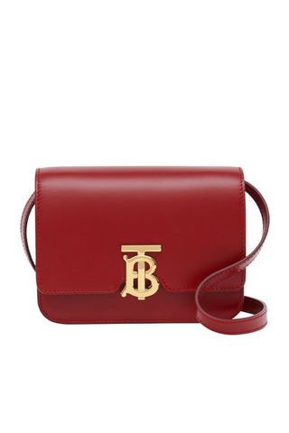 eBay, Burberry Dark Carmine Smooth Leather Mini Tb Shoulder Bag