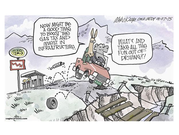 Political cartoon GOP Democrats tax infrastructure